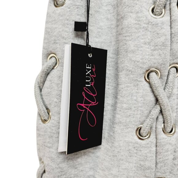 Luxe Allure Lace-Up Grey Womens Sweatpants Size XL - Picture 7 of 13